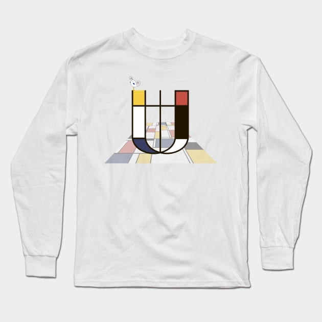 Abstract Art Monogram - Artsy Letter "U" Long Sleeve T-Shirt by funfun